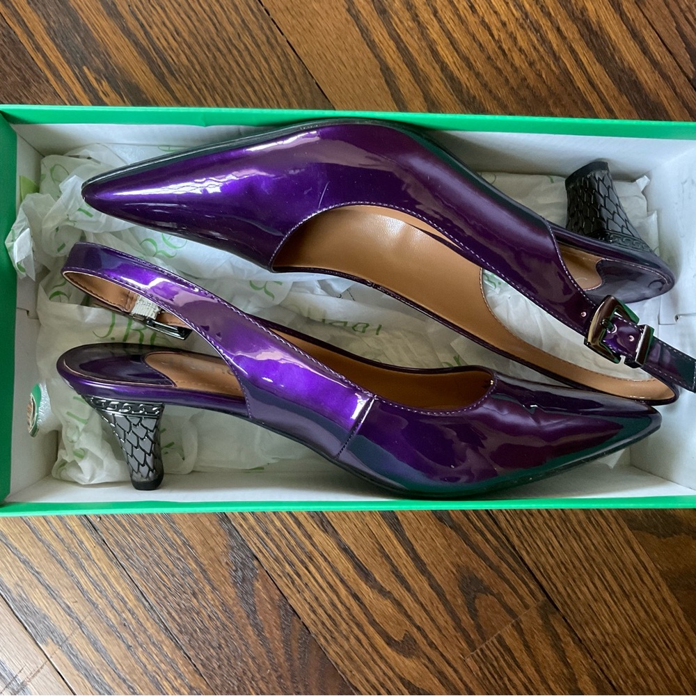 J.Renee Glossy Purple Patent Slingback Pumps - Picture 7 of 8